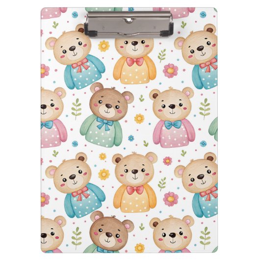 Teddibeer en bloemen klembord (Voorkant)