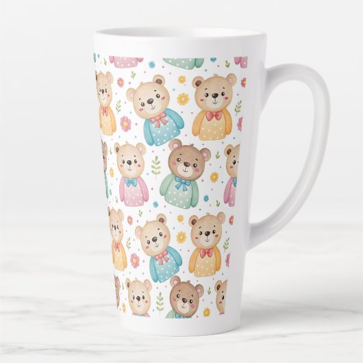Teddibeer en bloemen latte mok (Rechts)