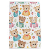 Teddibeer en bloemen medium cadeauzakje (Achterkant)
