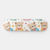 Teddibeer en bloemen persoonlijk skateboard (Horizontaal)