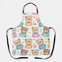 Teddibeer en bloemen schort