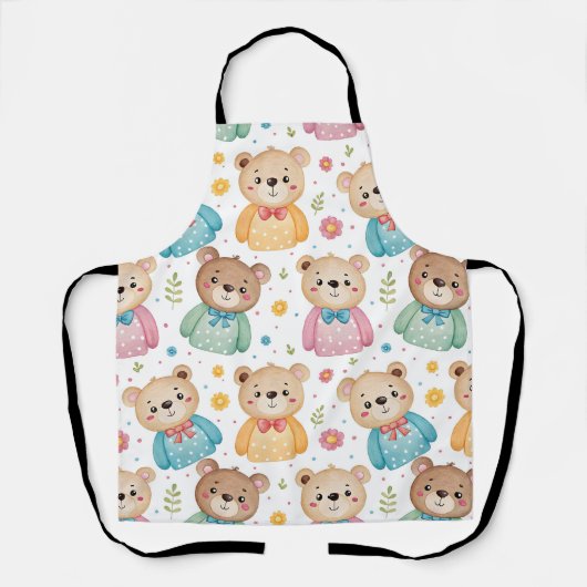 Teddibeer en bloemen schort (Voorkant)