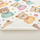 Teddibeer en bloemen sherpa deken (3/4)
