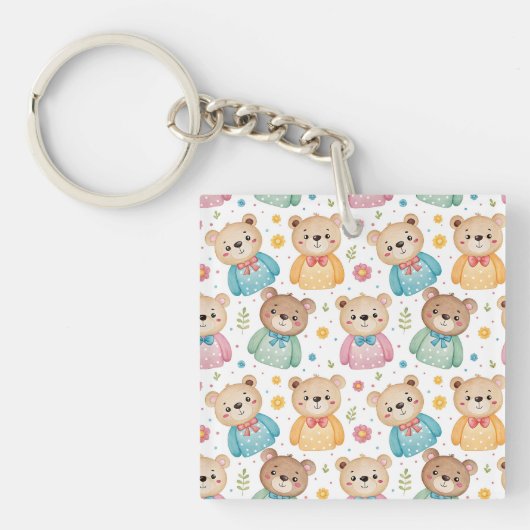 Teddibeer en bloemen sleutelhanger (voorkant)