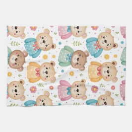 Teddibeer en bloemen theedoek