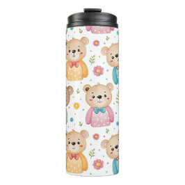 Teddibeer en bloemen thermosbeker