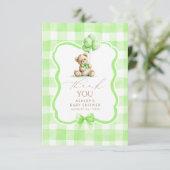 Teddibeer Groen Gingham Schattig Bedankt (Staand voorkant)