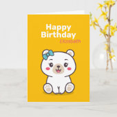 Teddibeer Illustratie Kaart (Gele Bloem)