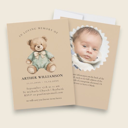 Teddibeer "In Loving Memory" Herdenking van het ve Kaart