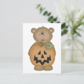 Teddibeer Jack O'Lantern Briefkaart (Staand voorkant)