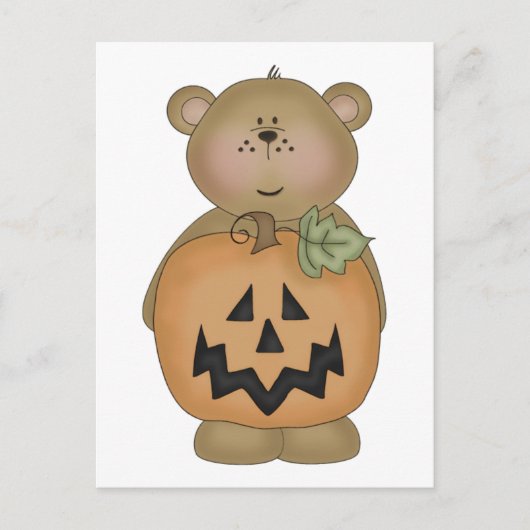 Teddibeer Jack O'Lantern Briefkaart (Voorkant)