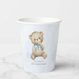 Teddibeer jongen verjaardag elke leeftijd papieren bekers