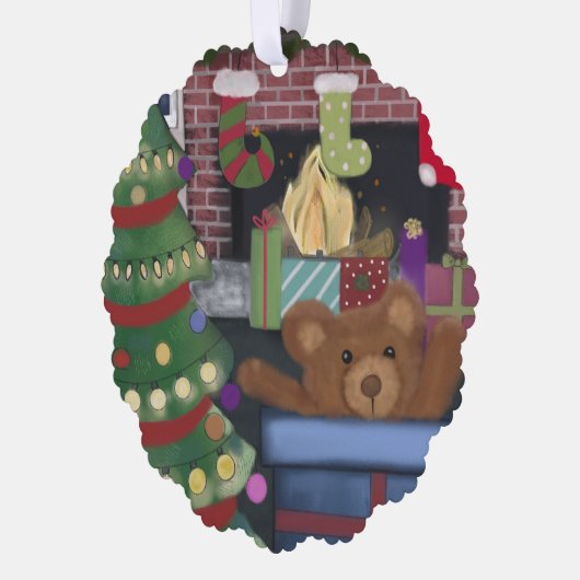 Teddibeer Kerstmis Ornament Kaart (Links)