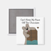 Teddibeer knabbelend aan chocolade magneet (Voorkant / Achterkant)