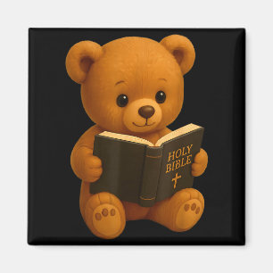 Teddibeer leest een Bijbel Christelijke Religieuze Magneet