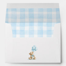 Teddibeer Lichtblauw Gingham Rutpatroon