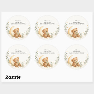 Teddibeer Maan Kleine Ster Baby Shower Favor Ronde Sticker