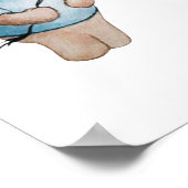 Teddibeer met ballonnen babyshower welkom poster (Hoek)