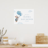 Teddibeer met ballonnen babyshower welkom poster (Keuken)