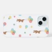 Teddibeer met ballonnen iPhone 15 case (Achterkant horizontaal)