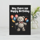 Teddibeer met ballonnen  kaart (Staand voorkant)