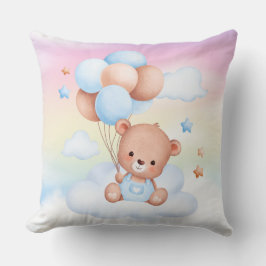 Teddibeer met ballonnen regenboog hemel werpkussen kussen