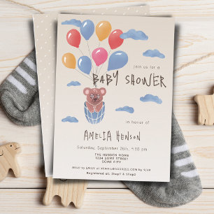Teddibeer met ballonnen tekening babyshower kaart