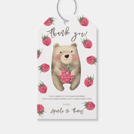 Teddibeer met bessen - dank je cadeaulabel (Voorkant)