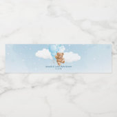 Teddibeer met Blauwe Ballonnen Waterfles Etiket (Enkel label)