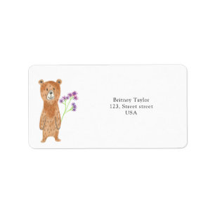 Teddibeer met bloem etiket
