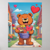 Teddibeer met cadeaukorf Valentijnsdag  Poster (Voorkant)