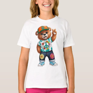 Teddibeer met casual vredig outfit 1 t-shirt