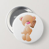 Teddibeer met Chocolade Ijslolly Ronde Button 7,6 Cm (Voorkant /achterkant)