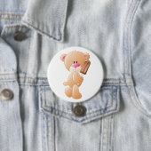 Teddibeer met Chocolade Ijslolly Ronde Button 7,6 Cm (In situ)