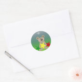 Teddibeer met feestelijke sterren ronde sticker (Envelop)