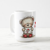Teddibeer met hartverzegelde envelop koffiemok (Voorkant links)