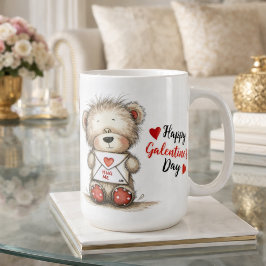Teddibeer met hartverzegelde envelop koffiemok