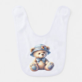 Teddibeer met hoed babybijter baby slabbetje