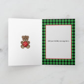 Teddibeer Met Kerstbal Opgevouwen Wenskaart Kaart (Binnen)