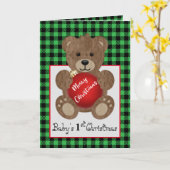 Teddibeer Met Kerstbal Opgevouwen Wenskaart Kaart (Gele Bloem)