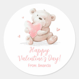 Teddibeer met naam Valentijnsdag Ronde Sticker