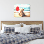 Teddibeer Met Rode Ballon Canvas Afdruk (Insitu (Slaapkamer))