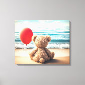 Teddibeer Met Rode Ballon Canvas Afdruk (Voorkant)