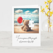 Teddibeer met rode ballon legpuzzel kaart (Gele Bloem)