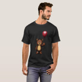 Teddibeer met rode ballonprintontwerp Cute Stuff T-shirt (Voorkant volledig)