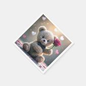 Teddibeer Met Rode Roos Servet (Hoek)