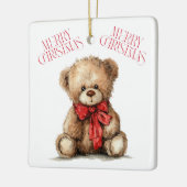 Teddibeer met rode strik | Kerst Ornament (Links)