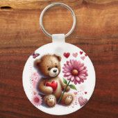 Teddibeer met rode valentijnshart sleutelhanger (Achterkant)