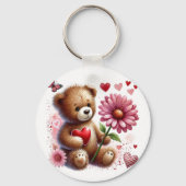 Teddibeer met rode valentijnshart sleutelhanger (Achterkant)