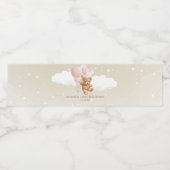 Teddibeer met roze ballonnen waterfles etiket (Enkel label)